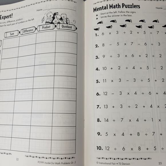 Inside-Out Math Problems Grade 5 Marcia Dana Workbook Instructional Fair PB Book - Picture 4 of 14